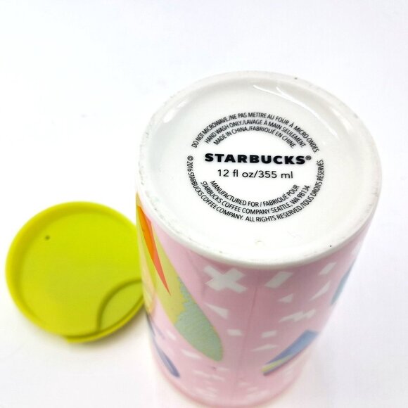 Starbucks Travel Mug Hawaii Pineapples Tree Leaves Ceramic Tumbler 12oz With Lid - Picture 7 of 7